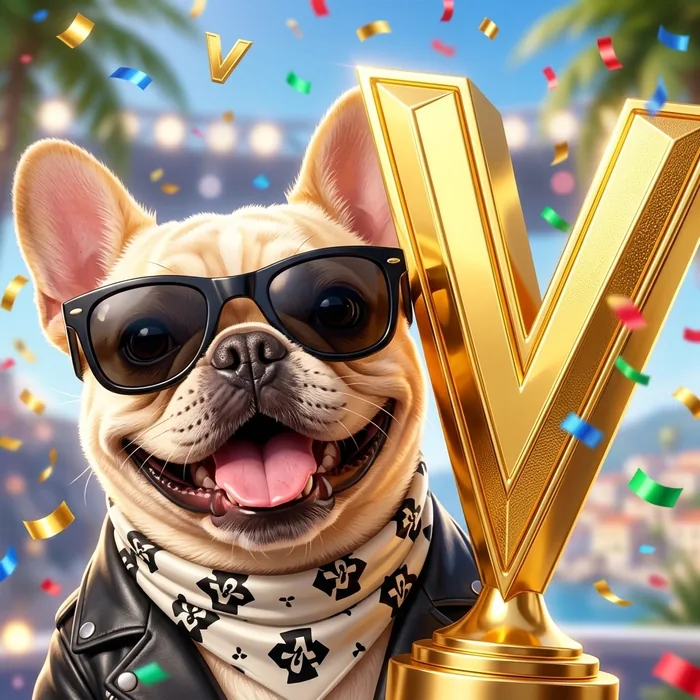 VroomVroom with the golden V trophy